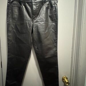 Sanctuary Glossy leather Black Ankle Skinny Pants size 14